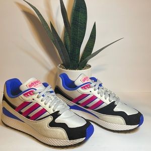 Sz 8 Blue and Pink Adidas Sneakers